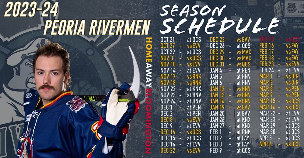 Peoria Rivermen theme night jerseys list for 2023-24